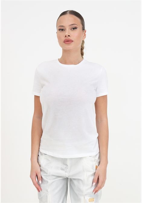 White women's t-shirt with rhinestone logo ELISABETTA FRANCHI | MA02641E2270